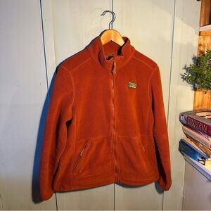 L.L.Bean Vintage Rust Orange Rust Fleece Jacket Zip Up Mock Neck Size: L
